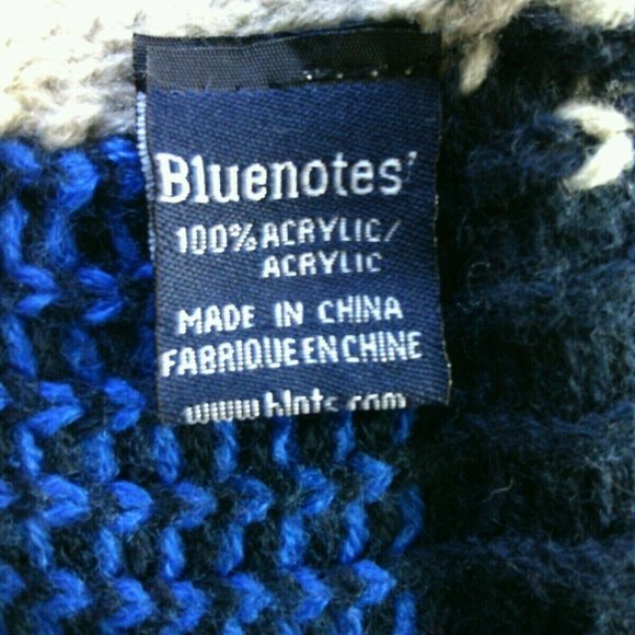 Long Soft Scarf Aztec Style Face Ear Protection Neck Knitwear Blue & Gray Unisex - Picture 15 of 16